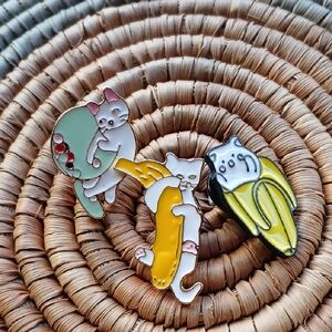 NEW Set of 3 Naughty Kitty Enamel Pins